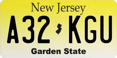 NJ license plate A32KGU