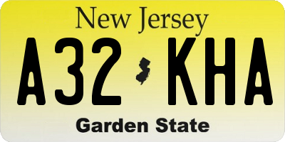 NJ license plate A32KHA
