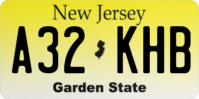 NJ license plate A32KHB