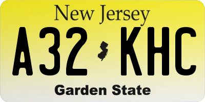 NJ license plate A32KHC