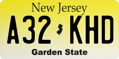 NJ license plate A32KHD