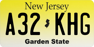 NJ license plate A32KHG