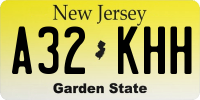 NJ license plate A32KHH