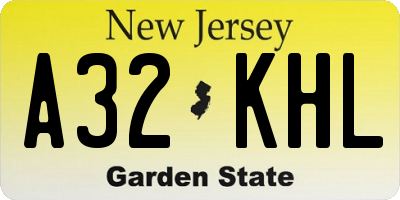 NJ license plate A32KHL