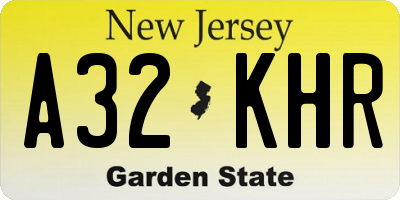 NJ license plate A32KHR