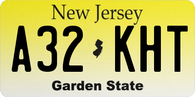 NJ license plate A32KHT
