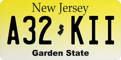 NJ license plate A32KII