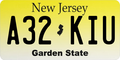 NJ license plate A32KIU