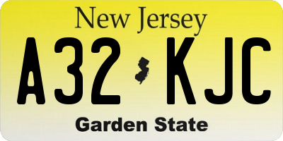 NJ license plate A32KJC