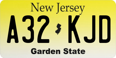 NJ license plate A32KJD