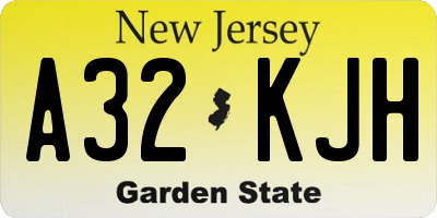 NJ license plate A32KJH