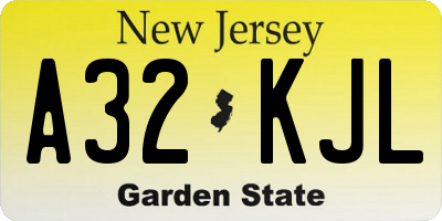 NJ license plate A32KJL