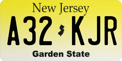 NJ license plate A32KJR
