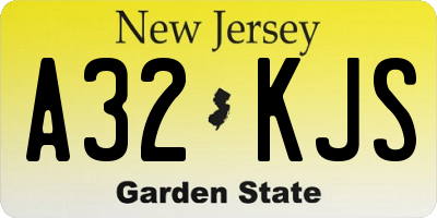 NJ license plate A32KJS