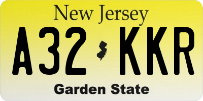 NJ license plate A32KKR