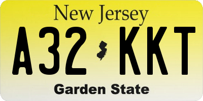 NJ license plate A32KKT