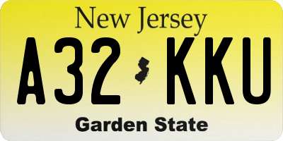 NJ license plate A32KKU