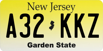NJ license plate A32KKZ