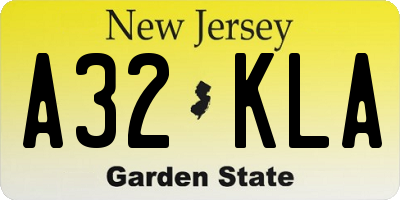 NJ license plate A32KLA
