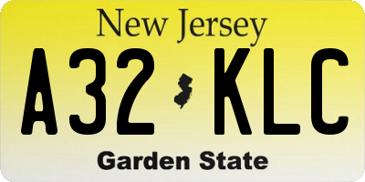 NJ license plate A32KLC