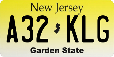 NJ license plate A32KLG