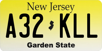 NJ license plate A32KLL