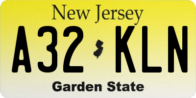 NJ license plate A32KLN