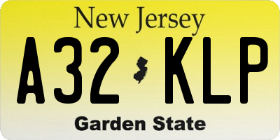 NJ license plate A32KLP