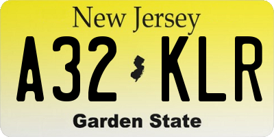 NJ license plate A32KLR