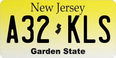 NJ license plate A32KLS