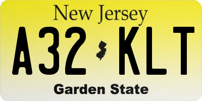 NJ license plate A32KLT
