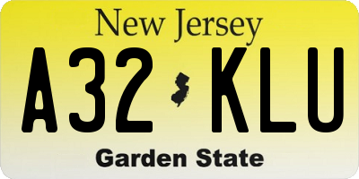 NJ license plate A32KLU