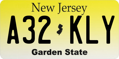 NJ license plate A32KLY