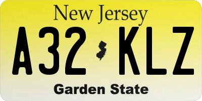 NJ license plate A32KLZ