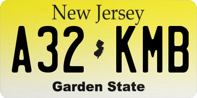 NJ license plate A32KMB