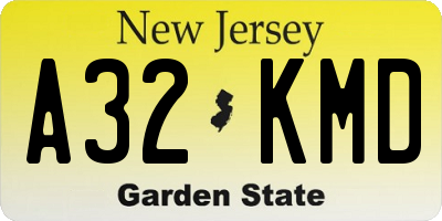 NJ license plate A32KMD