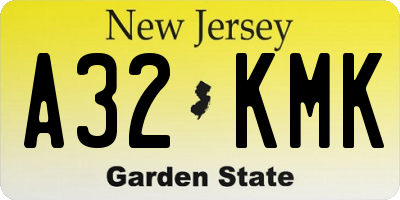 NJ license plate A32KMK