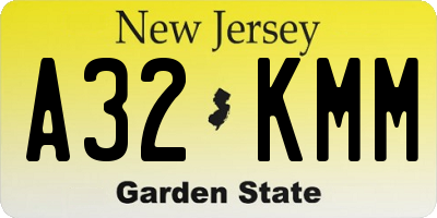 NJ license plate A32KMM