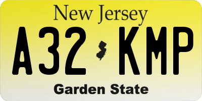NJ license plate A32KMP
