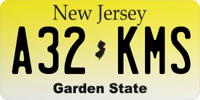 NJ license plate A32KMS