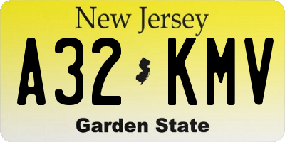 NJ license plate A32KMV