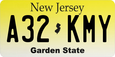 NJ license plate A32KMY