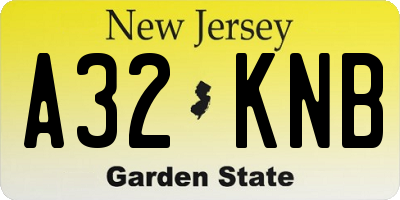 NJ license plate A32KNB