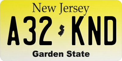 NJ license plate A32KND