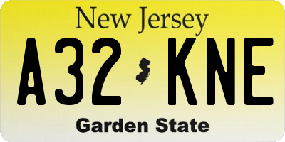 NJ license plate A32KNE