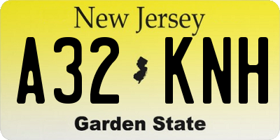 NJ license plate A32KNH