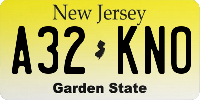 NJ license plate A32KNO