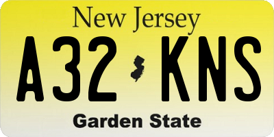 NJ license plate A32KNS