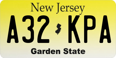 NJ license plate A32KPA