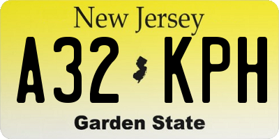 NJ license plate A32KPH